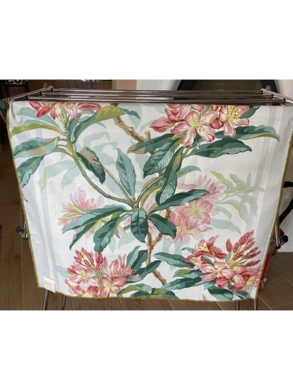 Tropical Floral Chintz Fabric Sample 28 X 27” Finished Edges